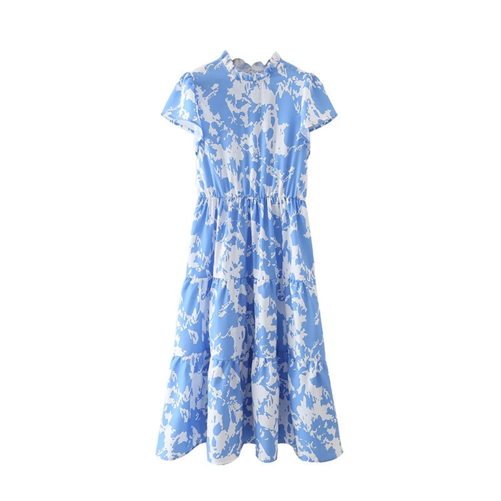 Spring Flounce Lace Wide Hem Maxi Dress